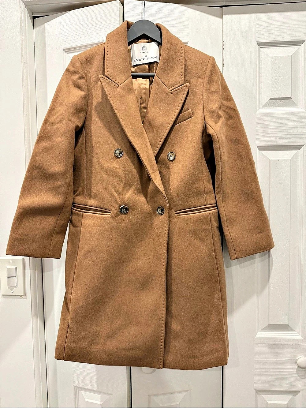 Babaton The Constant Coat Wool Cashmere Pea Coat in Brown Size Medium
